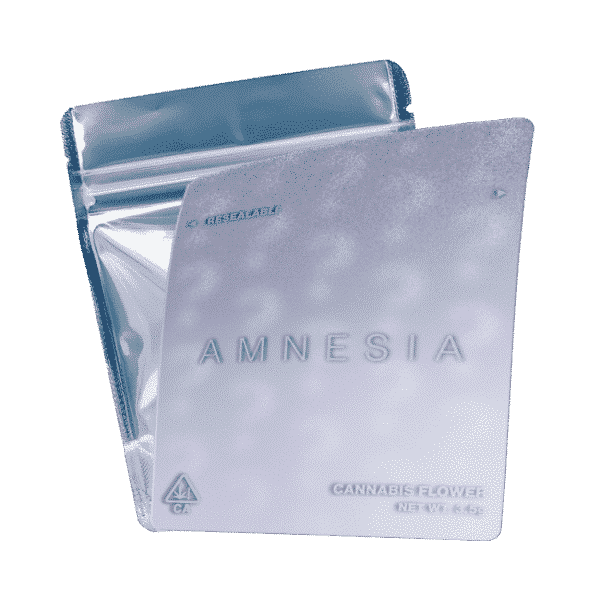Amnesia Haze Mylar Bags/Strain Pouches/Cali Packs. Unlabelled.