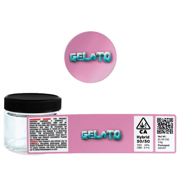 Gelato Glass Jars. 60ml suitable for 3.5g or 1/8 oz. Unlabelled.