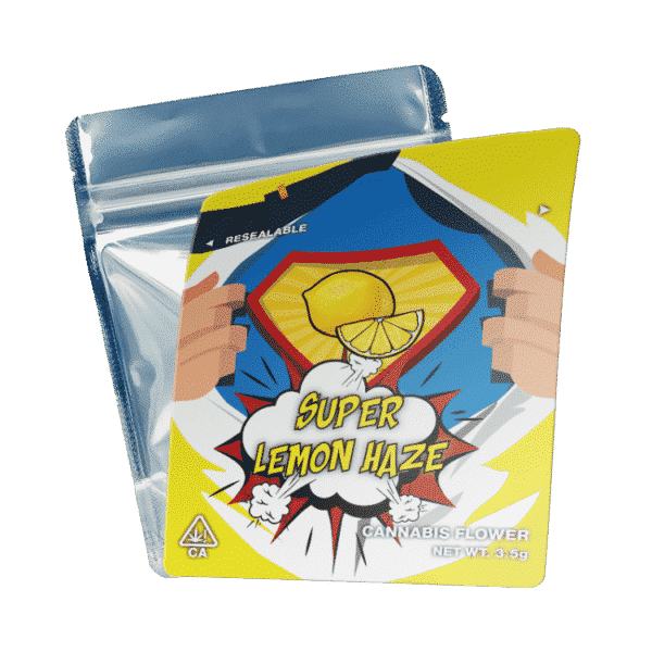 Super Lemon Haze Mylar Bags/Strain Pouches/Cali Packs. Unlabelled.
