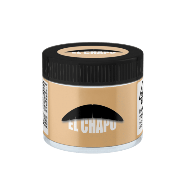 El Chapo Glass Jars. 60ml suitable for 3.5g or 1/8 oz.