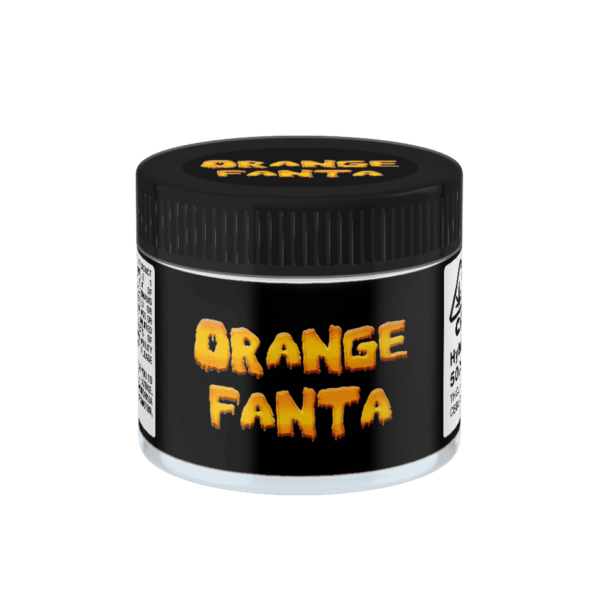 Orange Fanta Glass Jars. 60ml suitable for 3.5g or 1/8 oz.