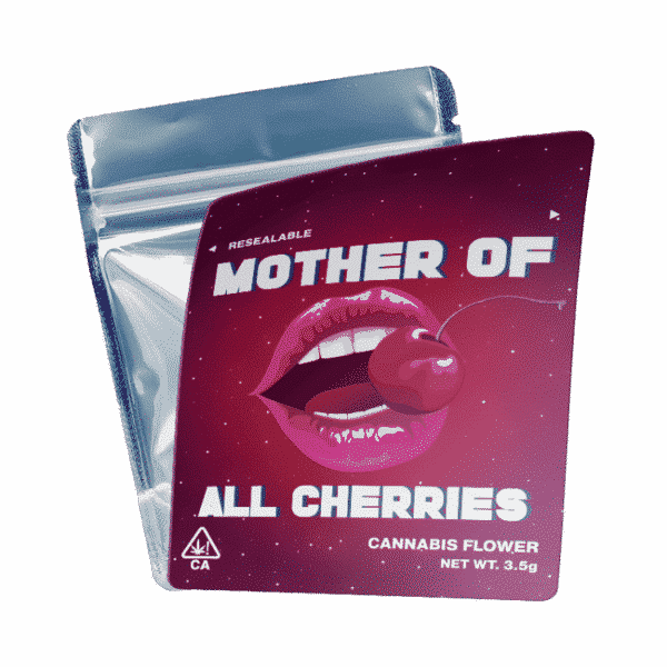 Mother of All Cherries Mylar Bags/Strain Pouches/Cali Packs. Unlabelled.