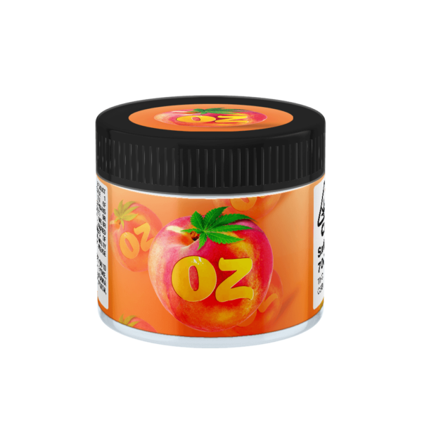 Peach Oz Glass Jars. 60ml suitable for 3.5g or 1/8 oz.