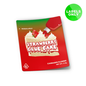 Strawberry Glue Cake Mylar Bag Strain Labels
