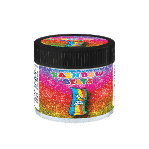 Rainbow Belts Glass Jars. 60ml suitable for 3.5g or 1/8 oz.