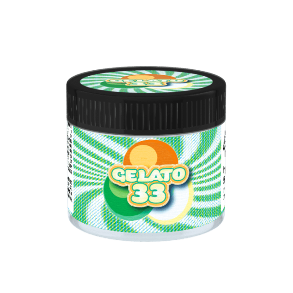 Gelato 33 Glass Jars. 60ml suitable for 3.5g or 1/8 oz.