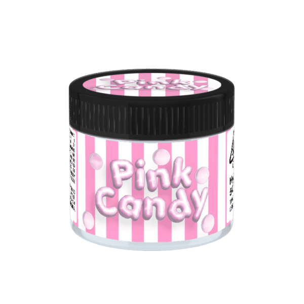 Pink Candy Glass Jars. 60ml suitable for 3.5g or 1/8 oz.