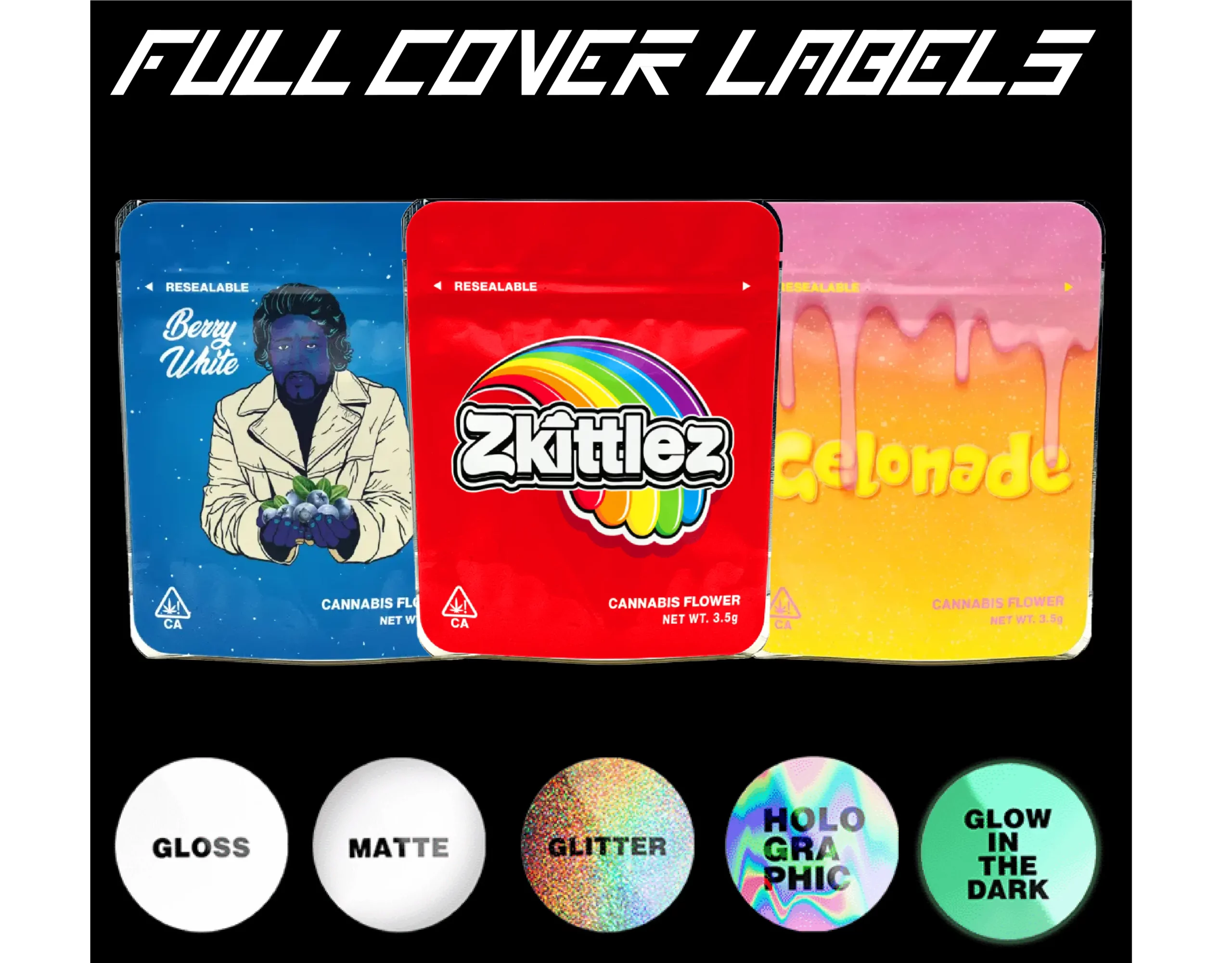 Labelled Mylar Bags Cali Packs
