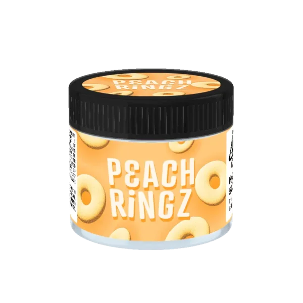 Peach Ringz Glass Jars. 60ml suitable for 3.5g or 1/8 oz.